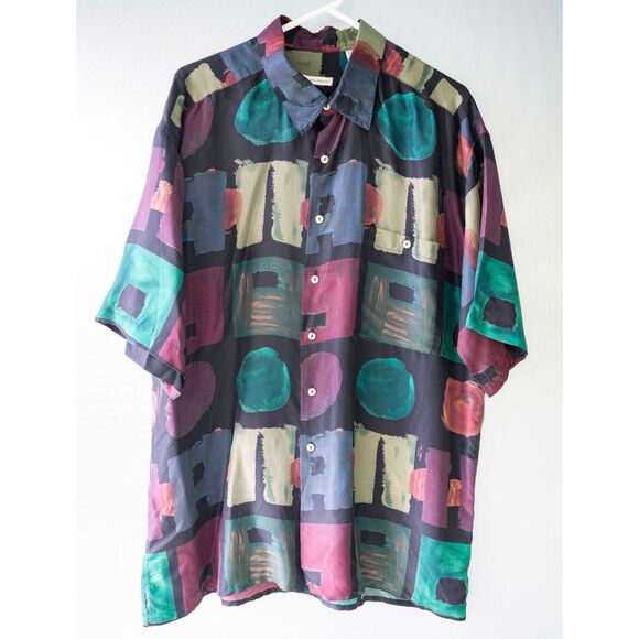 Other - Burma Bibas Retro 90's vintage Fresh Prince 100% Silk Geometric Shirt HipHop XL